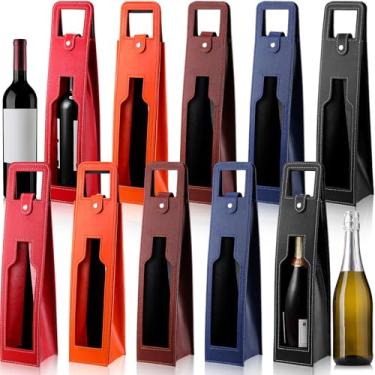 Imagem de FillTouch Sacola de couro para vinho, 10 peças, garrafa única, champanhe, cerveja, presente, para Natal, casamento, festa de aniversário