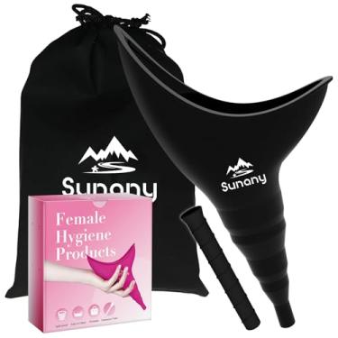 Imagem de Sunany Dispositivo de micção feminina, reutilizável para mictório feminino de silicone, funil de xixi permite que as mulheres façam xixi em pé, o companheiro perfeito para acampar, ao ar livre