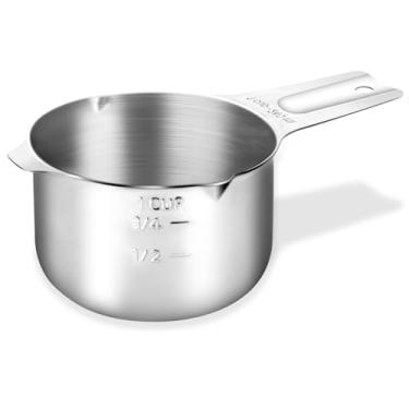 Imagem de Copo medidor de aço inoxidável com alça - 1 xícara (240 ml | 227 g) para cozinhar e assar