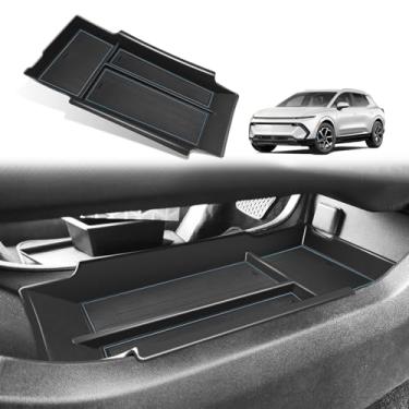 Imagem de BestEvMod Organizador de console central inferior compatível com Chevrolet Equinox EV 2024+ Acessórios internos Bandeja de console de chão Material ABS com acabamento em PVC (azul)