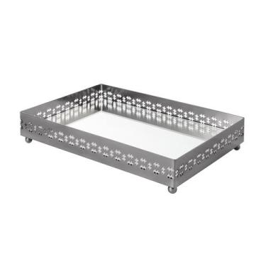 Imagem de Bandeja Retangular Mirror Cross Pequena Grafite - St James