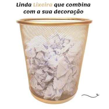 Imagem de Lixeira para escritório quarto 10l black rose gold preto dourado - Mar
