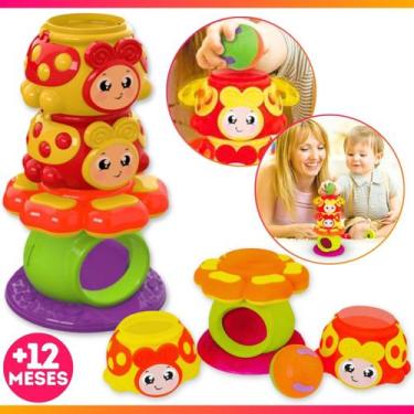 Imagem de Brinquedo Educativo Bebê Empilhar Torre Bolinha Joaninha - Jp Brink