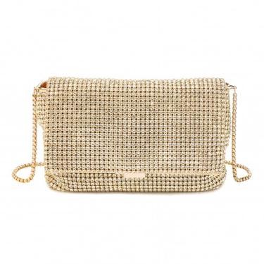 Imagem de Abvokury Bolsa de ombro feminina de strass para noite WOC Crystal Clutch com alça destacável brilhante para festa de casamento, Dourado