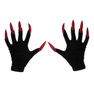 Imagem de Luva de Bruxa Unhas Horripilantes com Glitter - Extra Festas, Vermelho