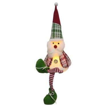 Imagem de Papai Noel Sentado Natal Natalino Com Luz Iluminado Pernas Moles Festa