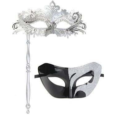 Imagem de ECOSCO Máscara de baile veneziana feminina masculina Mardi Gras para casais (conjunto com 16)