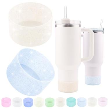 Imagem de Jooggy 2 pacotes de acessórios de silicone brilhante para capa de bota Stanley Cup 20 30 1,134 g e Hydro Flask 350-680 ml, protetor de garrafa de água de boca larga capa de manga inferior com 2 capas de canudo As Gfit