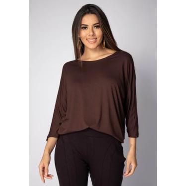 Imagem de Blusa Morcego Ampla Manga 3/4 Marrom - Amazonia Vital