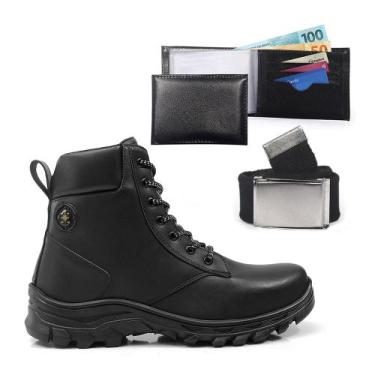 Imagem de Botas Masculinas Trilha Com Carteira e Cinto Coturno Estilo Adventure 