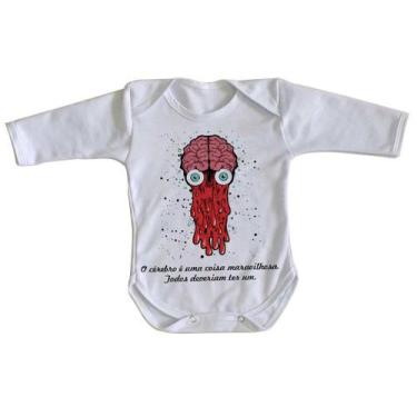 Imagem de body nenê criança roupa bebê manga longa Cérebro todos deveriam ter um