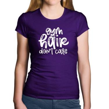 Imagem de Baby Look Algodão Gym Hair Don't Care - Foca na Moda, Roxo, GG