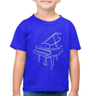 Imagem de Camiseta Algodão Infantil Piano - Foca na Moda, Azul royal, 10