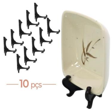 Imagem de Kit 10 Peças Suporte Para Pratos e Azulejos Preto 10cm - ac