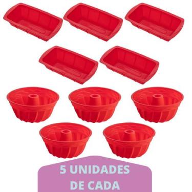 Imagem de 5 Kit Forma Espiral Bolo + Forma Para Pão Sortida Silicone - QUALITY H
