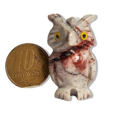 Imagem de Mini Coruja Cinza Esculpida em Dolomita Pedra para Decoração - Cristai