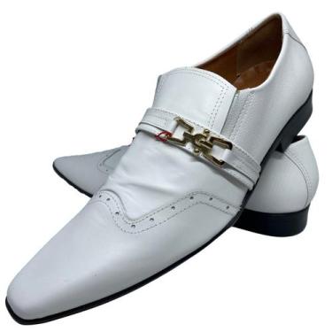 Imagem de Sapato Masculino Italiano Em Couro Branco Verniz Molhado Ref: D659 - A