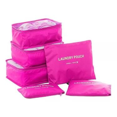 Imagem de Kit Organizador De Mala Bolsa Viagem 6 Pçs Necessaire - Travel, Rosa c
