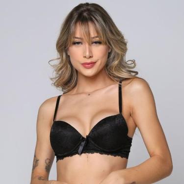 Imagem de Sutiã Vekyo Com Bojo e Renda Básico Alça Fina, Mulher, Preto, G