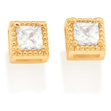 Imagem de Brinco Solitário Quadrado Composto Por 2 Zi 526791 - Rommanel, Branco,