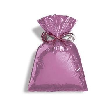Imagem de Saco para Presente Metalizado - Rosa - Cromus - Rizzo, 60x90cm, 25 Uni