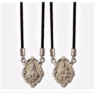 Imagem de Escapulario Tradicional Ouro Branco 18k 1.8gr Cordao Silicone 60cm Pin