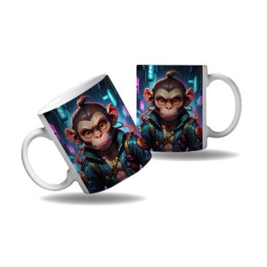 Imagem de Caneca Presente Geek Nerd Cyberpunk Macaco Floresta Tecno HD - Enjoy S