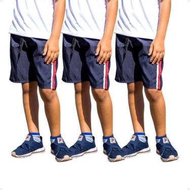 Imagem de KIT 3 Bermudas Infantil Tactel Lisa Cós de Elástico 214 - Ben20, 4, Az