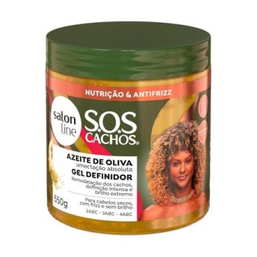 Imagem de Salon Line, Gel de Cabelo, SOS Hidratação, Azeite de Oliva, Definidor, Vegana - Cabelos Ondulados, Cacheados e Crespos, 550 g