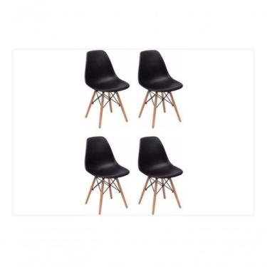 Imagem de Conjunto 4 Cadeiras Charles Eames Eiffel Concha Fixa - Preto - UNIVERS