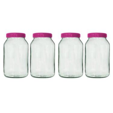 Imagem de 4 potes de vidro 3 litros tampa de plástico - GGABC, PINK