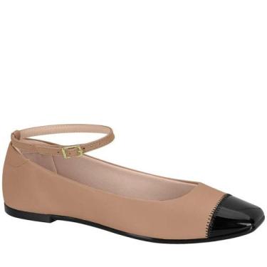 Imagem de Sapatilha Casual Feminina Bico Quadrado Moleca 5735.222, Nude, Preto, 