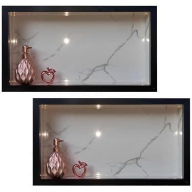 Imagem de Nicho Porcelanato Branco Carrara Borda Preta 60x32 Kit 2 Uni - LOMINA 