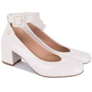Imagem de Sapato Scarpin Feminino Pulseira Salto Grosso Bico Quadrado Conforto E