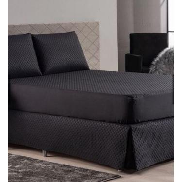 Imagem de Capa protetora de colchão casal queen impermeável - Borgon, Preto