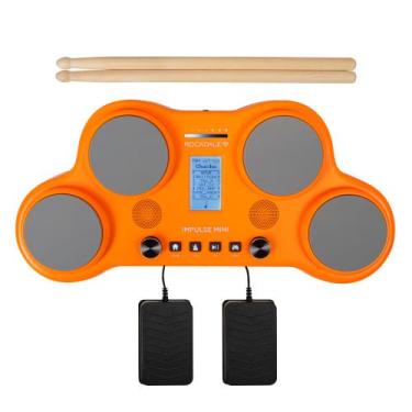 Imagem de Bateria Eletrônica Rockdale Impulse Mini Preta/laranja Pedal, Laranja