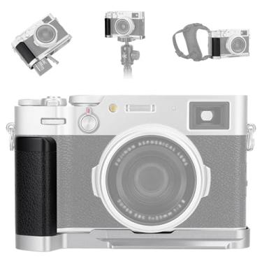 Imagem de JJC Suporte de metal dedicado em L suporte antiderrapante para câmera Fujifilm Fuji X100V X100F, design de placa de tripé de liberação rápida tipo Arca Swiss com abertura do compartimento da bateria