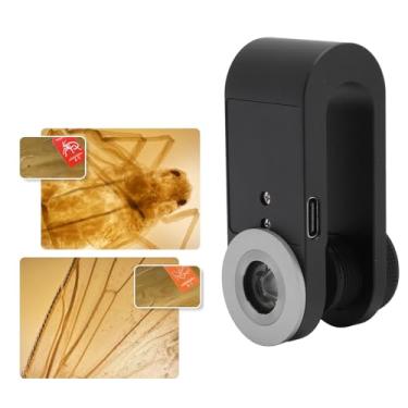 Imagem de Lente de Microscópio para Telefone, Lente Mini Micro 400X Lente de Microscópio Universal Com Braçadeira de Luz LED para Telefones Celulares para Fabricação de Joias Eletrônicas