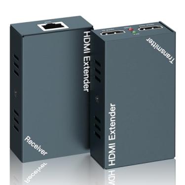 Imagem de Extensor HDMI, extensor HDMI sobre Ethernet sobre cabo Cat5E/6/Cat7 até 60 m 1080p a 60Hz, Full HD, suporta saída de loop local, POE, EDID, transmissor + receptor incluído