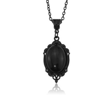 Imagem de Meztole Colar gótico camafeu feminino vermelho sangue roxo preto Stardust colar com pingente de cristal gótico vintage lágrima em relevo colar de Halloween joias acessórios para fantasias, não, Sem