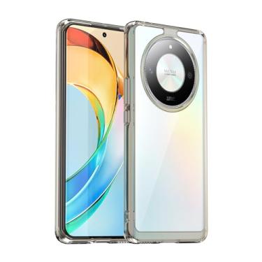 Imagem de HTXWXJC Capa Rígida Transparente para Honor Magic6 Lite, X9b e X50, Preta com Absorção de Impacto e Proteção contra Quedas