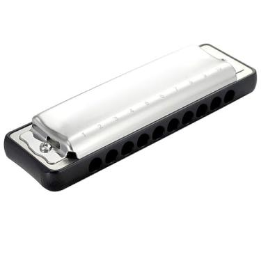 Imagem de Para Iniciantes harmônica Gaita De Blues De 10 Buracos Para Jogadores Iniciantes Avançados E Adultos(Black)