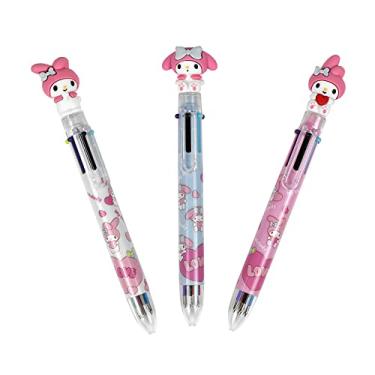 Imagem de Conjunto de 6 canetas esferográficas multicoloridas de desenho animado de anime de 0,7 mm (aleatória) com borrachas fofas de unicórnio, 1 peça (aleatória), presente para aniversários, material