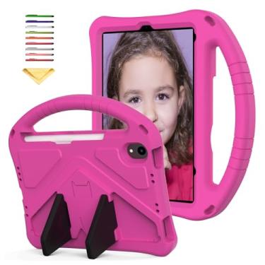 Imagem de Capa infantil para iPad Mini 7 A17 Pro 2024 e iPad Mini 6 2021 (8,3 polegadas) com alça/suporte de lápis/suporte, capa de EVA macia à prova de choque UUcovers para iPad Mini 7ª/6ª geração, rosa