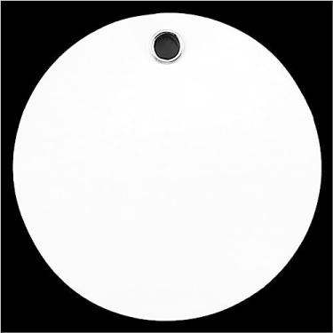 Imagem de Pacote com 100 – Etiquetas plásticas brancas CleverDelights – 5 cm redondas – à prova de rasgos e à prova d'água – Etiquetas de preço de identificação de ativos de estoque