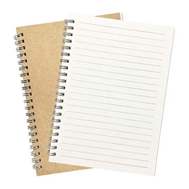 Imagem de Ykimok Pacote com 2 cadernos pautados largos, caderno espiral de capa amarela macia, bloco de notas, caderno espiral diário de negócios, 100 páginas, 50 folhas, papel 100 g/m², 19 x 13 cm