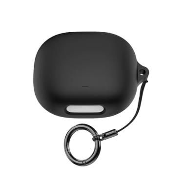 Imagem de Keminsung Capa para Anker Soundcore Liberty 4 Pro, fones de ouvido sem fio, material de silicone, à prova de choque, proteção portátil exclusiva com mosquetão (preto)