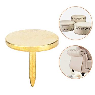 Imagem de Pregos de Estofamento Decorativos Vintage, Grandes Tachas de Latão de Cabeça Redonda Em Amarelo e Prata, Alfinetes Antigos de Cabeça Plana para sofá, Papel de Parede e Decoração