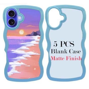 Imagem de JUSTRY 5 peças de sublimação blanks capa de telefone capa de telefone imprimível projetada para iPhone 16, capa de borracha macia de 6,1 polegadas + inserção de alumínio, impressão personalizada, capa