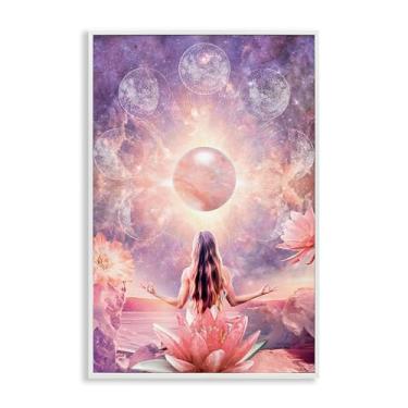 Imagem de Stupell Industries Arte de parede giclée emoldurada Mindfulness & Moon Phases por Reinders, moldura branca, 50 x 76 cm